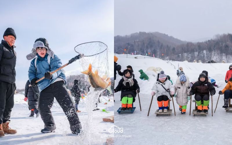 ทัวร์ฮาร์บินส่วนตัว Plan B ตกปลาน้ำแข็ง Snow Valley กิจกรรมฤดูหนาว