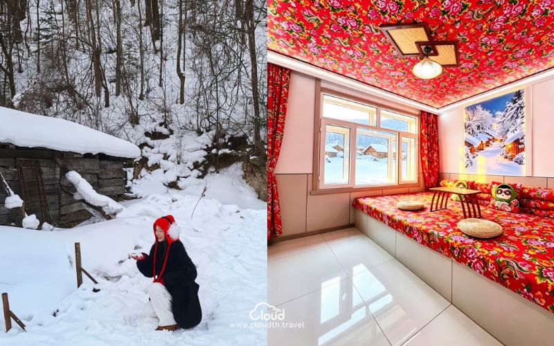 Harbin Private Package Snow Valley นอนเตียงคังดั้งเดิมชาวจีนอีสานเหนือ